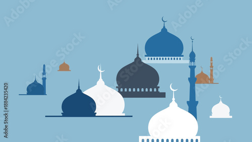 Abstract Night Background with Crescent Moon and Stars in Dark Grey Minimalist Style