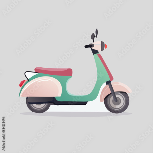 Electric Scooter Vector Asset: Minimalist E-Bike Icon with Teal Highlights