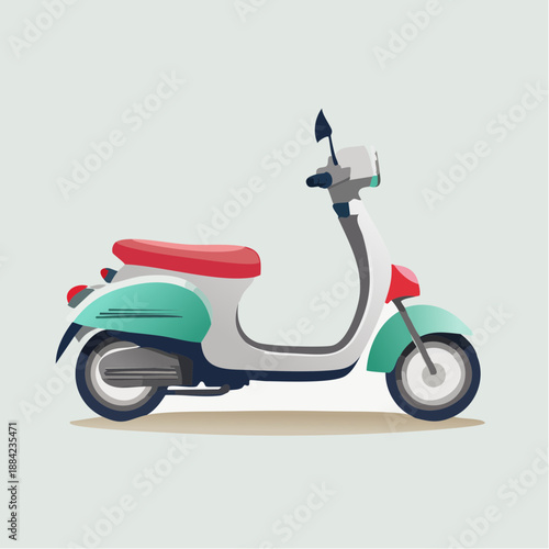 Electric Scooter Vector Asset: Minimalist E-Bike Icon with Teal Highlights