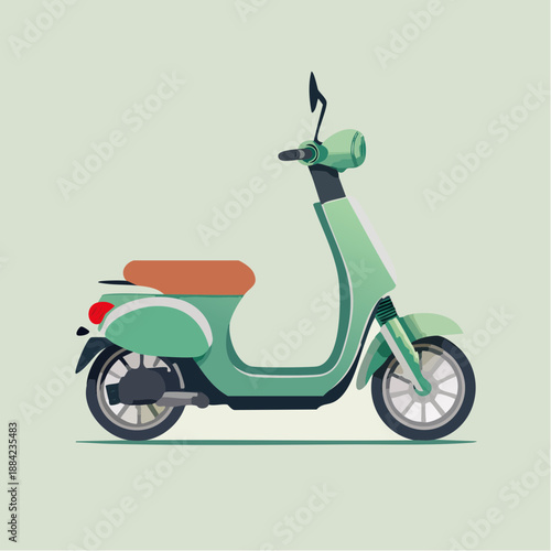Electric Scooter Vector Asset: Minimalist E-Bike Icon with Teal Highlights