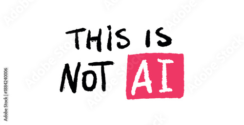 Protest banner with text against AI usage. for activism or publications against artificial intelligence usage in art and media.
