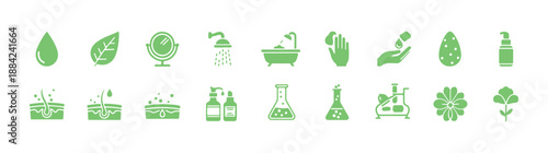Isolated skincare icon set on a white background.