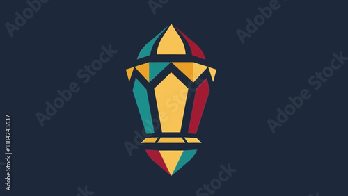 Modern Ramadan Lantern Vector Illustration with Minimalist Flat Design on Dark Background