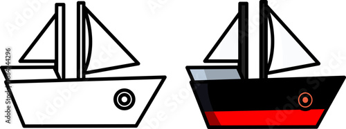vector illustration of a ship. simple vector design. line art and vector design.