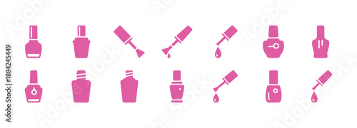 Nail polish icon collection, vector art
