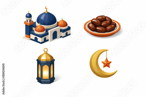 Ramadan Kareem Icon Set for Islamic Holiday Design and Digital Content