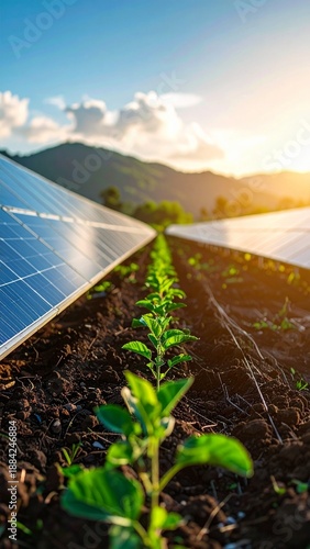Solar Panels Integrated with Green Agriculture for Sustainable Renewable Energy