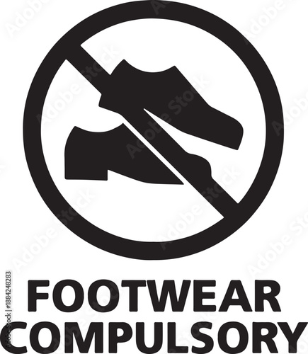 No footwear allowed sign indicating shoes are prohibited in the area