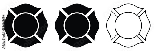 firefighter maltese cross emblem icon set st florian fire department badge logo vector, a premium ranked vector illustration set showcasing fire department logos, rescue symbols, and clean 