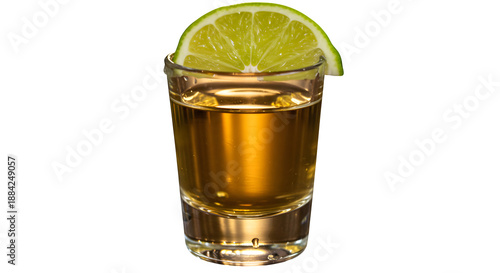 Golden liquor gleams in glass with green lime slice, product shot on black. Suits bars, restaurants, cocktail hour, parties, or beverage promotion.