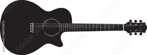 Black Acoustic Guitar on White Background
