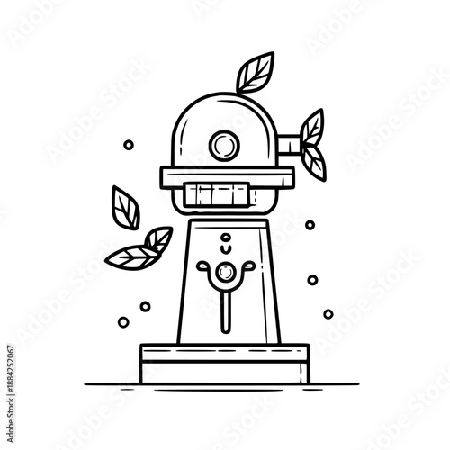 Antique Juicer: Nostalgic Press Fresh Squeezed Delight | Clean, isolated vector art for creative projects.