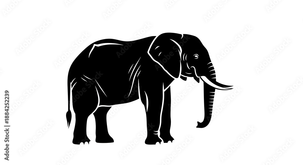 Fototapeta premium Elephant Silhouette Vector Art Illustration - Generative AI.