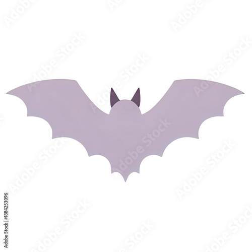 A gray bat flies directly towards the viewer, its wings spread wide, in a simple vector illustration