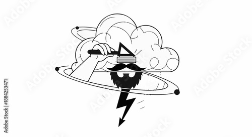 Creative concept of a hand holding a lightning bolt symbolizing inspiration or a brilliant idea