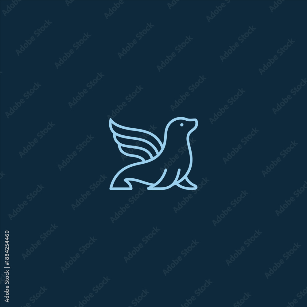 Fototapeta premium Seal wing logo in graceful and balanced minimalist design.