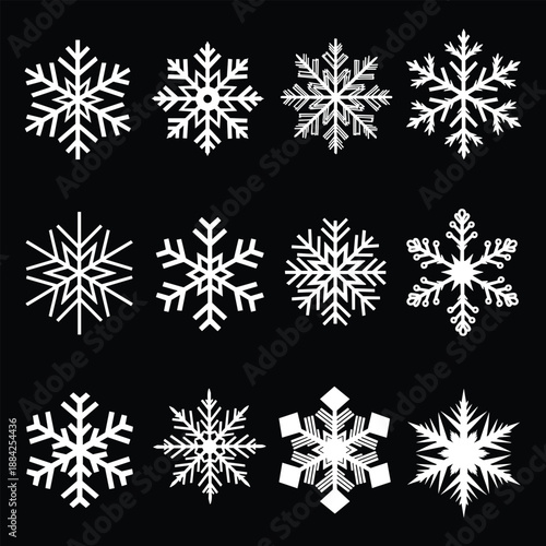 Snowflakes vector collection for winter holidays, christmas decorations, and new year designs