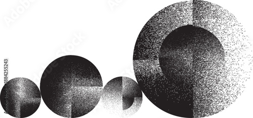 Sprayed black half circles composition .Graffiti art design . Noise textured semi circles . Spray effect .Grunge texture .Art design forms.Distressed element .Rough roller paint semicircles .Vector 