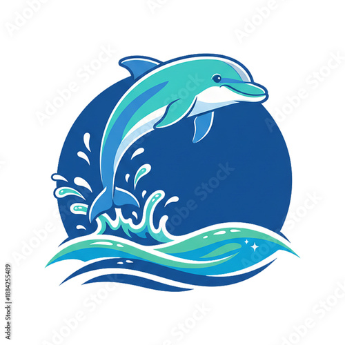 attraction of a dolphin jumping from the sea, isolated on a white background.