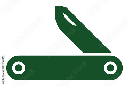 A green pocket knife icon on a white background