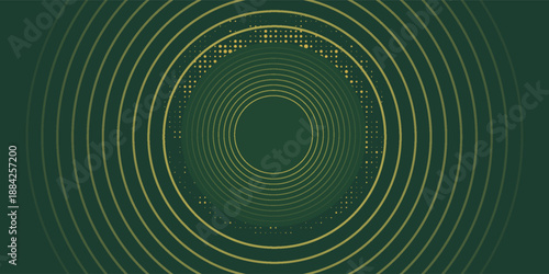 Stylish green background featuring gold circles and abstract details perfect for luxury designs invitations posters and elegant presentations