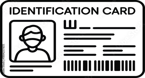 Identification card outline icon symbolizes access control and personal verification.