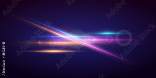 Neon Light Streaks on Dark Background