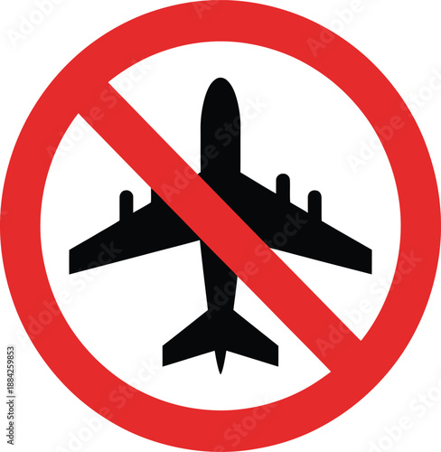 Prohibition sign clearly indicating that aircraft operations are strictly forbidden in this.