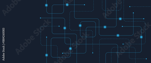 Abstract digital AI circuit board background with tech icons. Digital technology motherboard texture design. Engineering circuit board concept for poster, header, banner, website, presentation