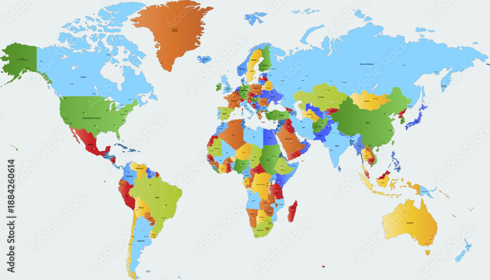 Obraz premium World map. Color modern vector map. Silhouette map
