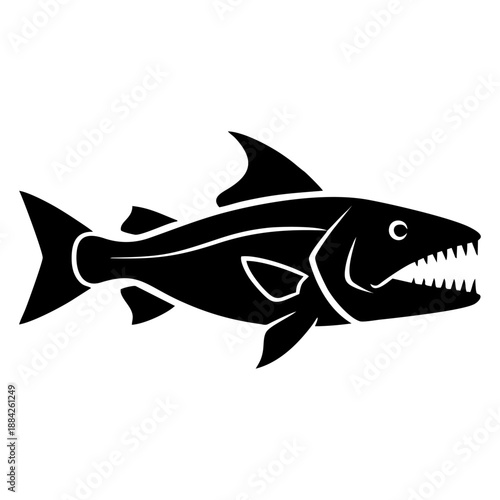 Vector illustration of a shark with sharp teeth swimming in the ocean