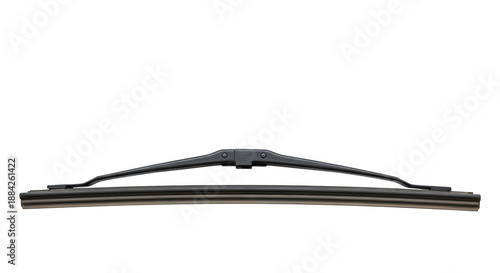 Black car wiper is isolated. Automotive component shines against a dark background. Ideal for parts catalogs, advertising, or car care promotions.