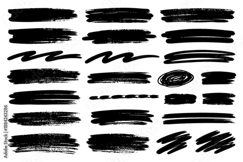 Wallpaper Mural Collection of various black brush stroke designs on white background. Torontodigital.ca