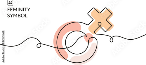 Minimalist Femininity Symbol Design with Continuous Line Art and Soft Pastel Color Accents on White Background