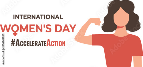 Strong Woman Showing Biceps for International Women's Day Accelerate Action Campaign Illustration