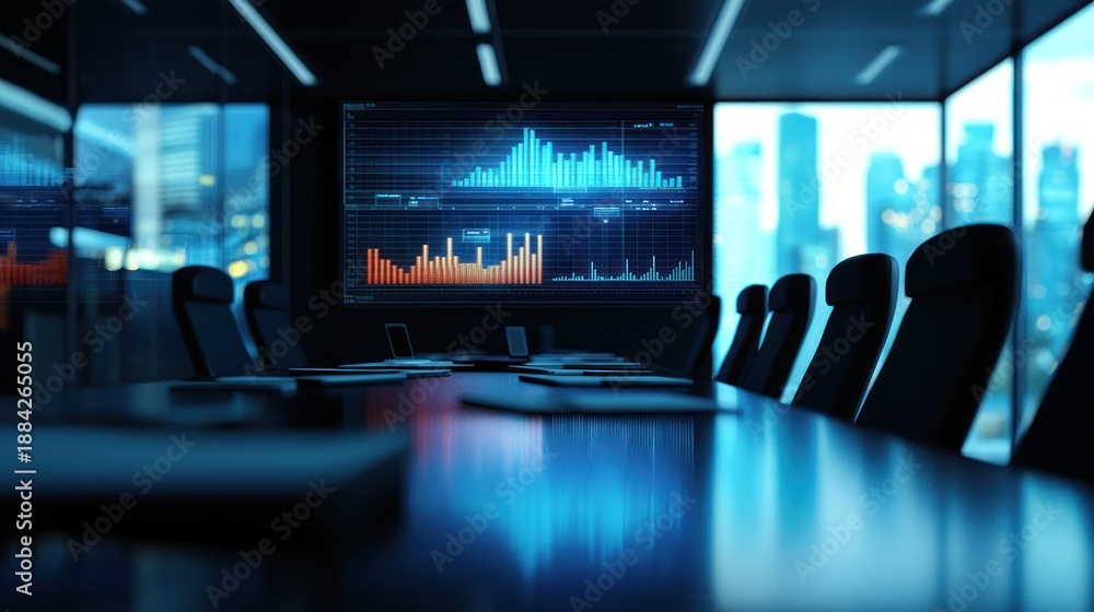 Fototapeta premium Modern conference room data display