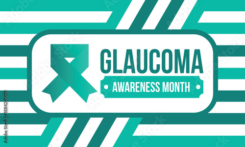 Glaucoma Awareness Month. Celebrate annual in January. Vision problems. Save your eyes. Prevention and protection. Green ribbon. Medical healthcare concept. Poster, banner and background. Vector