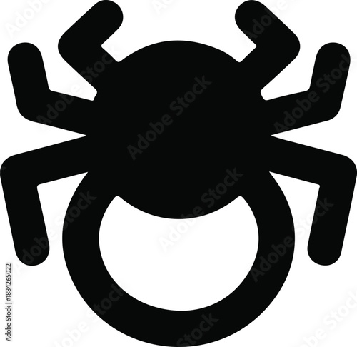 Simple Spider Silhouette Icon Illustration, Bold black silhouette illustration of a spider, commonly used for icons, logos, Halloween themes, danger symbols, and minimal graphic designs.

