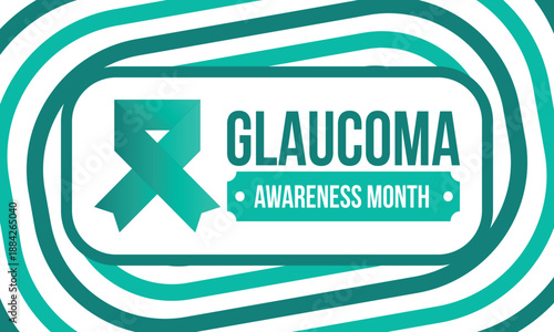 Glaucoma Awareness Month. Celebrate annual in January. Vision problems. Save your eyes. Prevention and protection. Green ribbon. Medical healthcare concept. Poster, banner and background. Vector