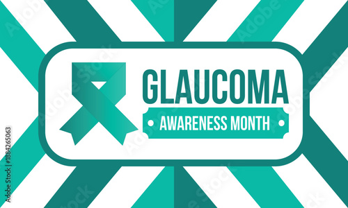 Glaucoma Awareness Month. Celebrate annual in January. Vision problems. Save your eyes. Prevention and protection. Green ribbon. Medical healthcare concept. Poster, banner and background. Vector