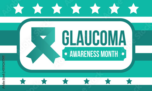 Glaucoma Awareness Month. Celebrate annual in January. Vision problems. Save your eyes. Prevention and protection. Green ribbon. Medical healthcare concept. Poster, banner and background. Vector