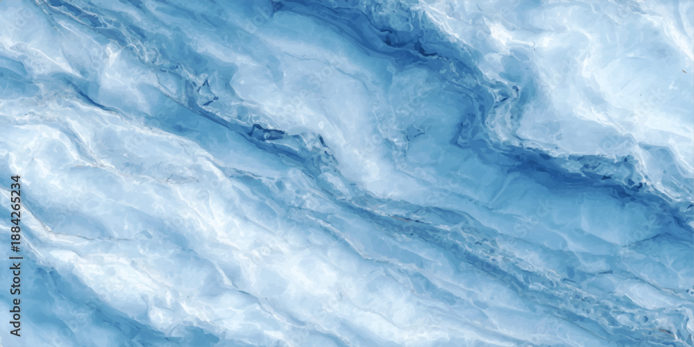 Obraz premium An abstract blue water surface texture creates a cold frozen pattern resembling winter ice and white clouds under a bright summer sky atmosphere