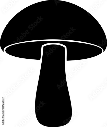 Classic toadstool mushroom silhouette isolated on white background minimalist amanita fungus and forest nature illustration