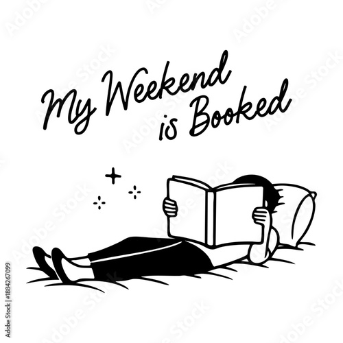 woman lying on bed and reading book vector illustration cozy weekend reading scene white background calm mood for prints posters mugs stationery gifts