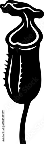Carnivorous pitcher plant silhouette isolated on white background minimalist nepenthes botanical and predator plant illustration