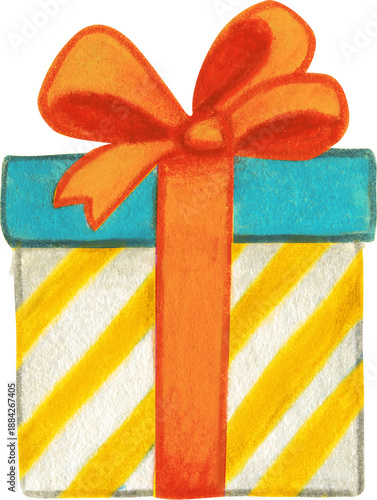 Watercolor hand drawn colorful gift box