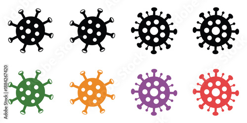 virus and coronavirus icon set simple vector illustrations of pandemic probiotic and healthcare, a premium ranked vector illustration set showcasing virus shapes, healthcare concepts, and medical 