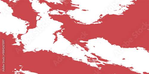 Red paint splashes and ink stains create a grunge watercolor texture design with a blood red graffiti brush pattern on a national flag vector illustration