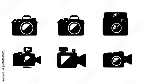 Camera icon set for photography and photo camera symbols isolated on white vector illustration