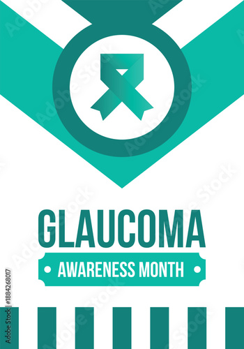 Glaucoma Awareness Month. Celebrate annual in January. Vision problems. Save your eyes. Prevention and protection. Green ribbon. Medical healthcare concept. Poster, banner and background. Vector